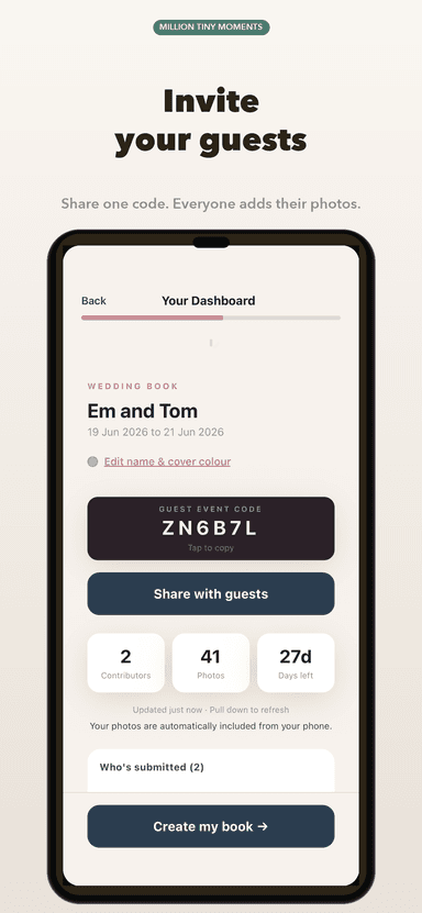 Invite your guests with one code